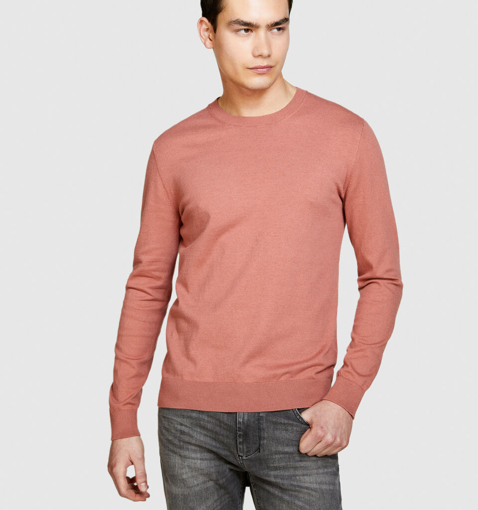 Slim fit sweater - men's crew neck sweaters - Salmon | Sisley image number 4